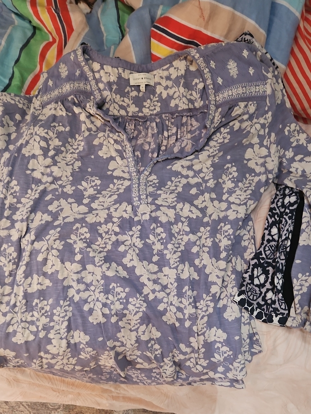 Lucky Brand Lavender Floral Peasant Top